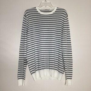 SUITSUPPLY Pure Cotton Striped Sweater Grey Lg